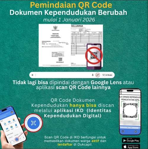 Perubahan cara Pindai QR code pada Dokumen Kependudukan